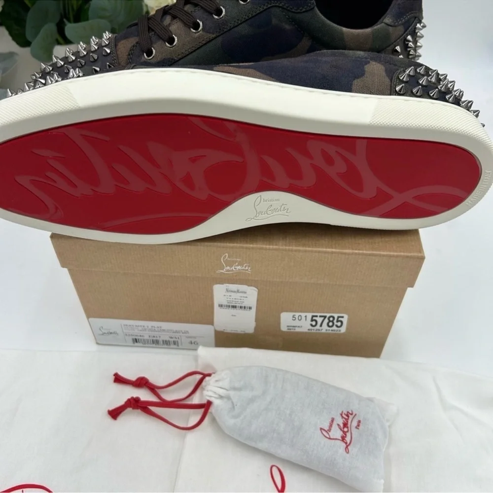 Men’s Christian Louboutin SEAVAST camouflage print sneakers size 46 made Italy